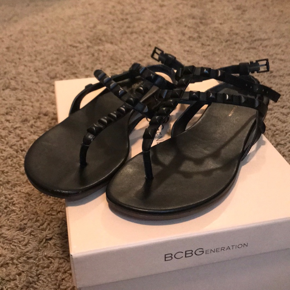 Black matte Studded gladiator sandals